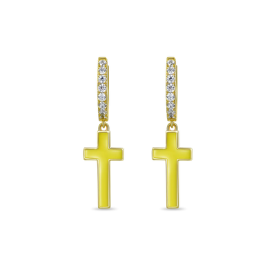 S925 Arcenciel Cross Dangly Earrings - Pair
