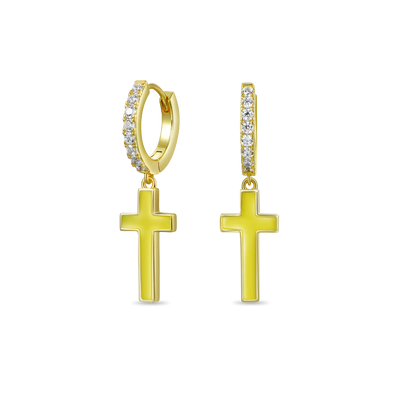S925 Arcenciel Cross Dangly Earrings - Pair