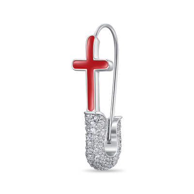 S925 Pin Cross Hoop Earring - Pair