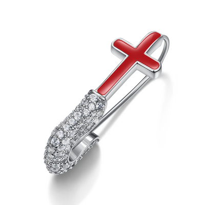 S925 Pin Cross Hoop Earring - Pair