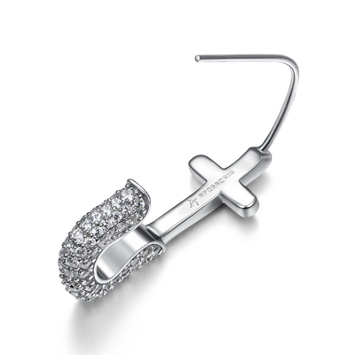 S925 Pin Cross Hoop Earring - Pair