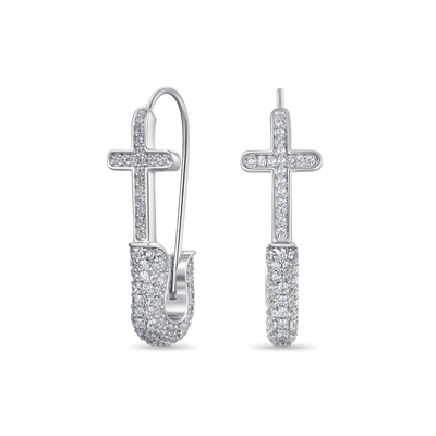 S925 Pin Cross Hoop Earring
