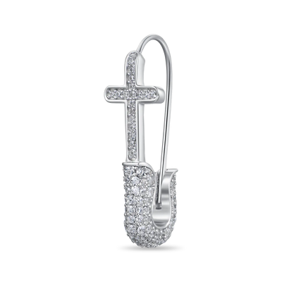 S925 Pin Cross Hoop Earring