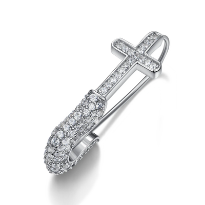 S925 Pin Cross Hoop Earring