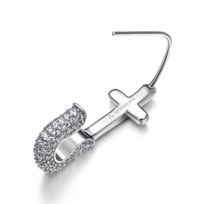 S925 Pin Cross Hoop Earring