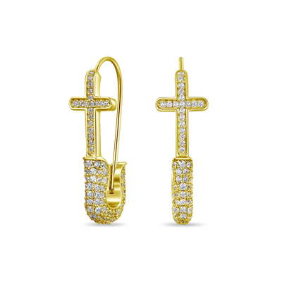 S925 Pin Cross Hoop Earring