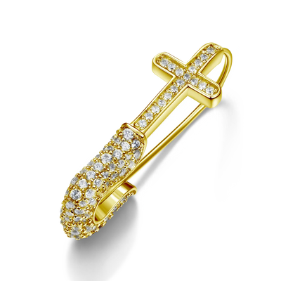 S925 Pin Cross Hoop Earring