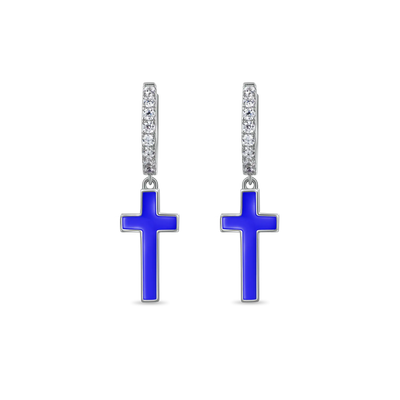 S925 Arcenciel Cross Dangly Earrings - Pair