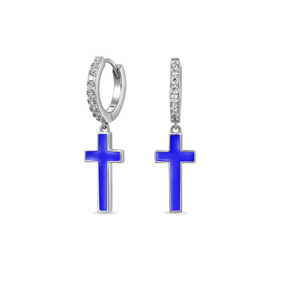 S925 Arcenciel Cross Dangly Earrings - Pair