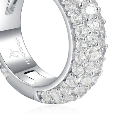 S925 Round Paved Hoop Earrings