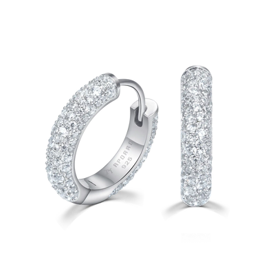 Moissanite S925 Round Paved Hoop Earrings - Medium