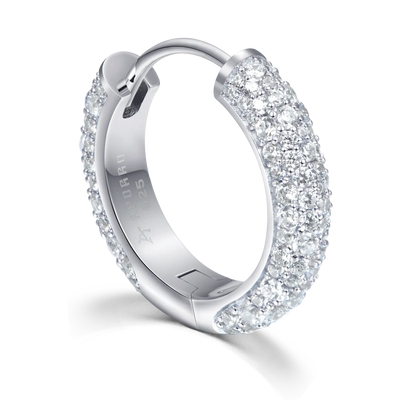 Moissanite S925 Round Paved Hoop Earrings - Medium