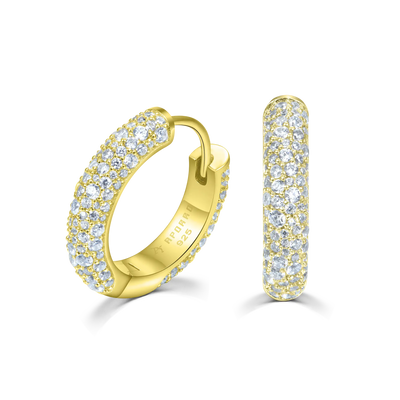 Moissanite S925 Round Paved Hoop Earrings - Medium