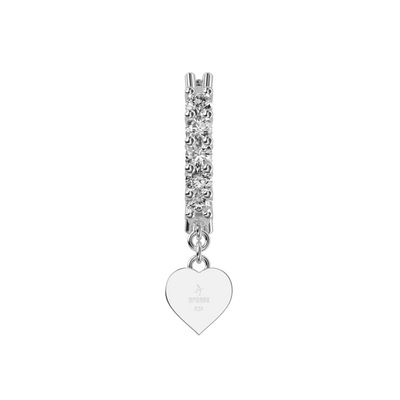 S925 Heart Baguette Mix Halo Dangly Earrings - Pair