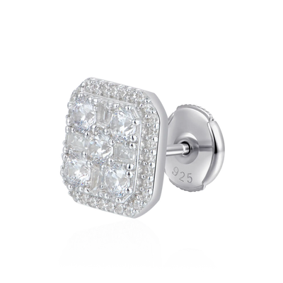 Lab diamond S925 Octagon Baguette Mix Halo Stud Earrings - Pair