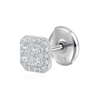 S925 Baguette Mix Halo Stud Earring Set
