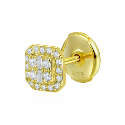 S925 Baguette Mix Halo Stud Earring Set