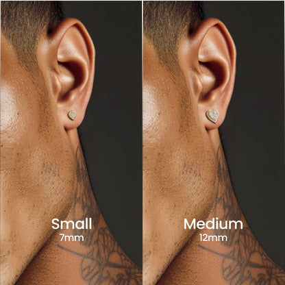 S925 Heart Baguette Mix Halo Stud Earrings - Pair