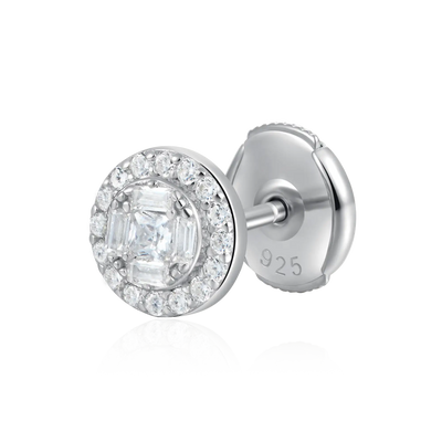 S925 Baguette Mix Halo Stud Earring Set