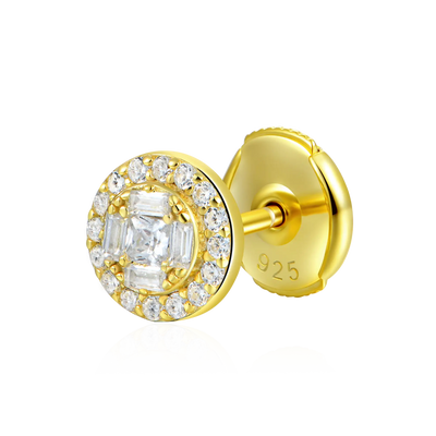 S925 Baguette Mix Halo Stud Earring Set