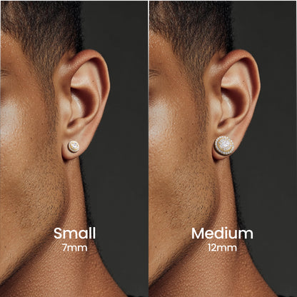 S925 Baguette Mix Round Cut Halo Stud Earrings - Pair