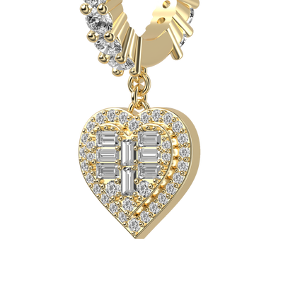 S925 Heart Baguette Mix Halo Dangly Earrings - Pair
