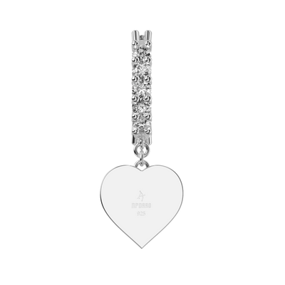 S925 Heart Baguette Mix Halo Dangly Earrings - Pair