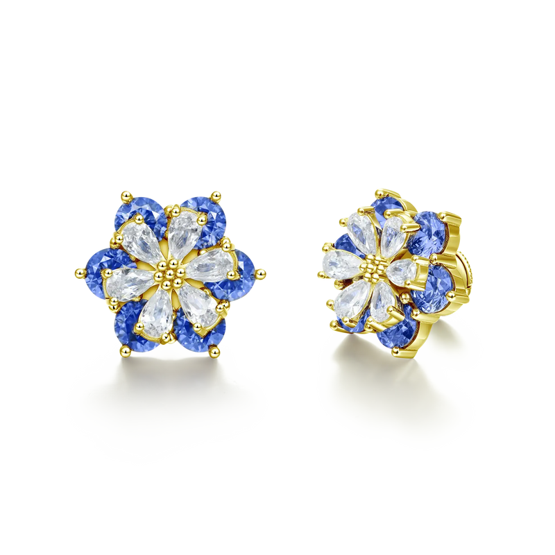 Pear-Cut Flower Earrings - Pair - APORRO