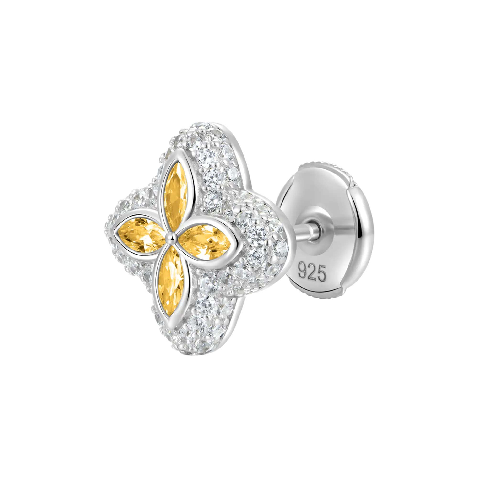 Moissanite Luminous Clover Earrings - Yellow Diamond