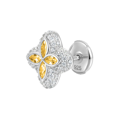 Moissanite Luminous Clover Earrings - Yellow Diamond