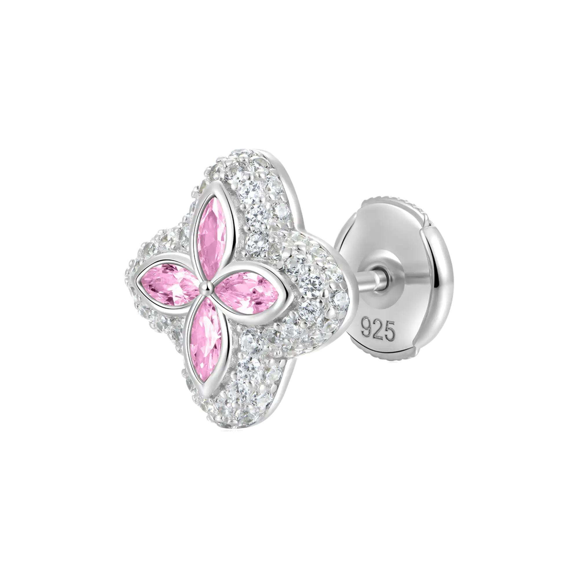 Moissanite Luminous Clover Earrings - Pink Diamond