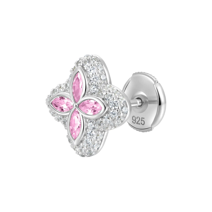 Moissanite Luminous Clover Earrings - Pink Diamond