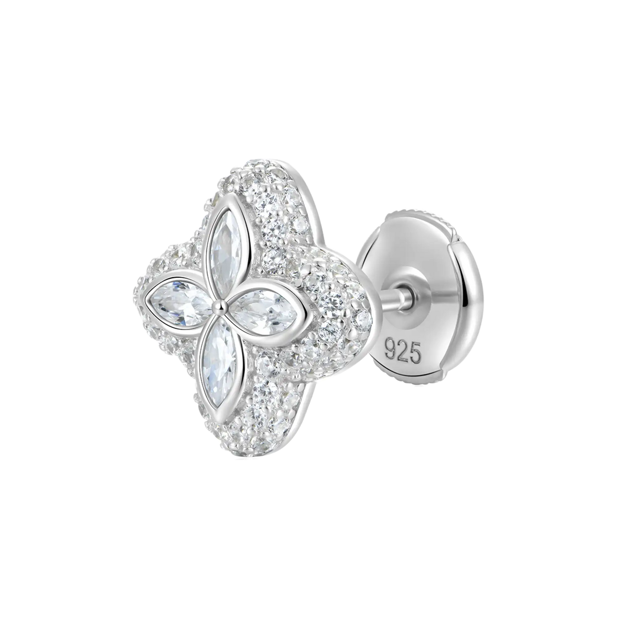 S925 Iced Luminous Clover Earrings with White Stones – APORRO