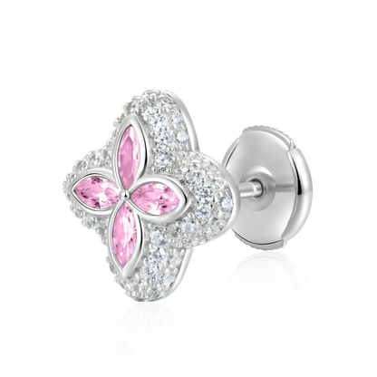 Moissanite Luminous Clover Earrings - Pink Diamond
