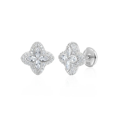 Moissanite Luminous Clover Earrings - White Diamond