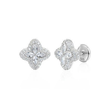 Moissanite Luminous Clover Earrings - White Diamond