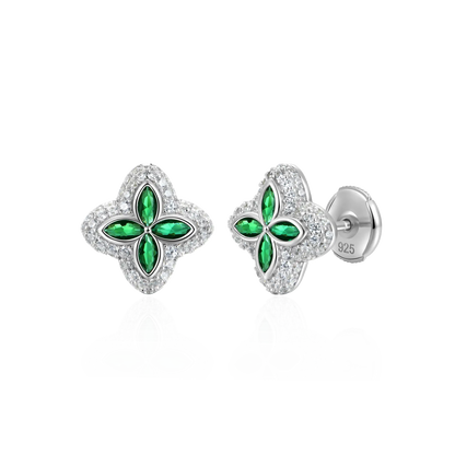 Single Iced Luminous Clover Earrings