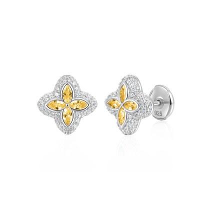 Moissanite Luminous Clover Earrings - Yellow Diamond