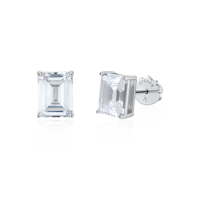 Moissanite S925 Emerald Cut Stud Earrings