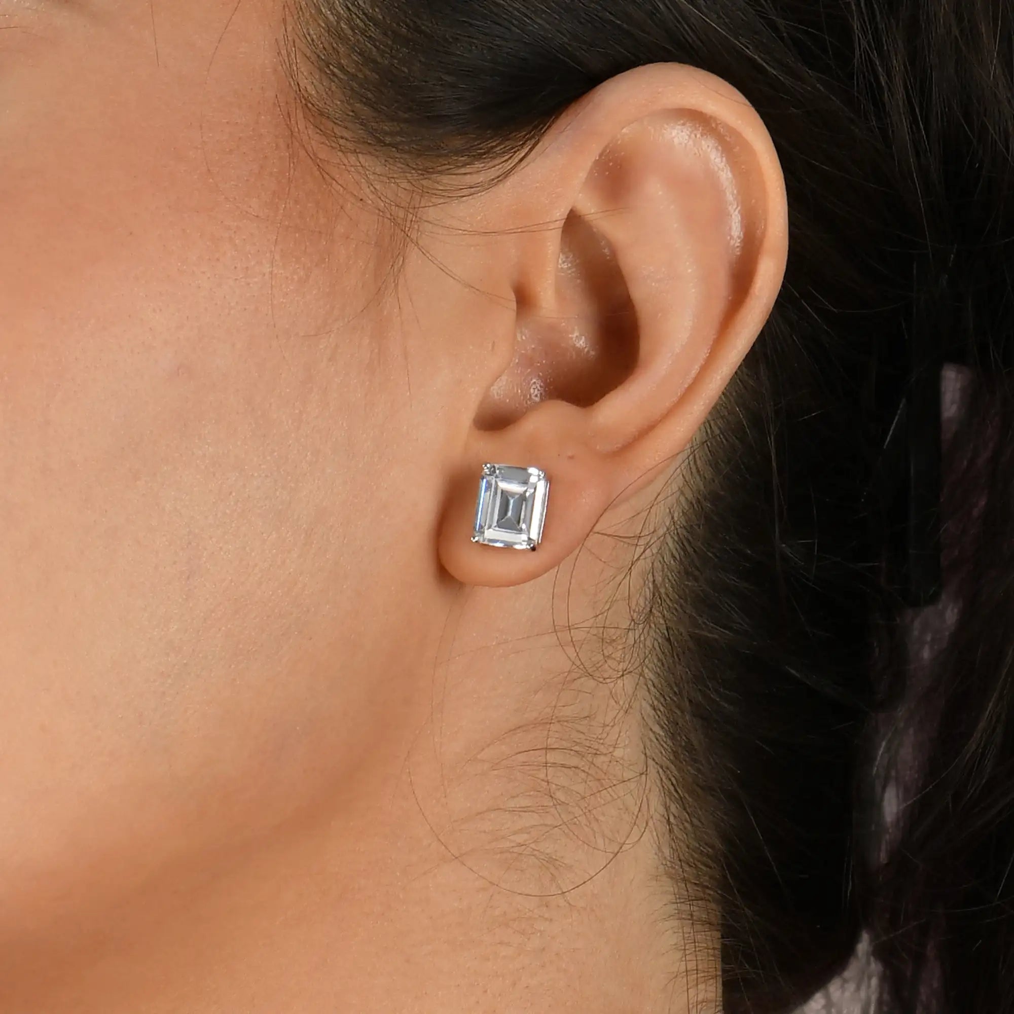 Moissanite S925 Emerald Cut Stud Earrings