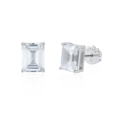 Moissanite S925 Emerald Cut Stud Earrings