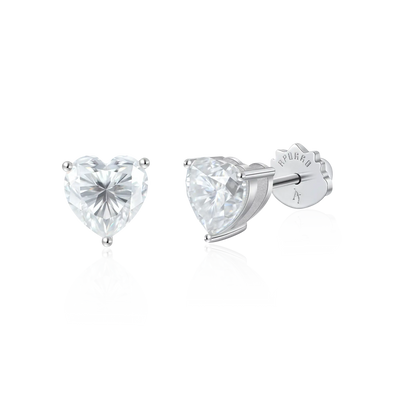 Moissanite S925 Heart Stud Earrings