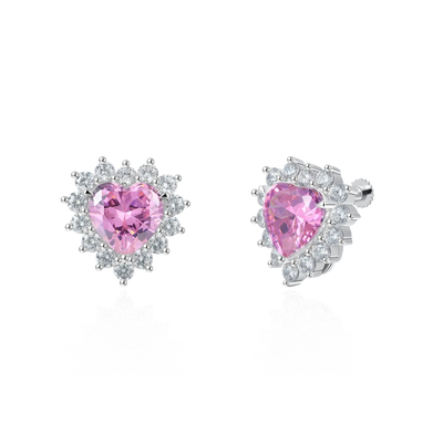 S925 Pink Radiance Heart Clip Earring