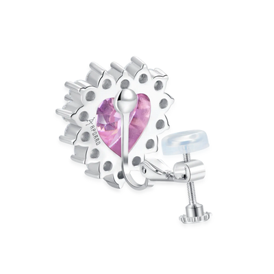 S925 Pink Radiance Heart Clip Earring