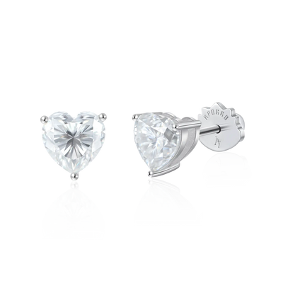 Moissanite S925 Heart Stud Earrings