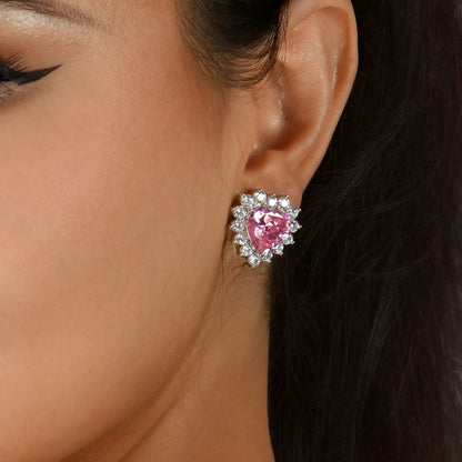 S925 Pink Radiance Heart Clip Earring