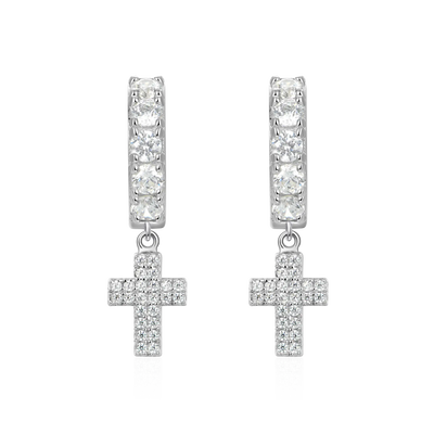 Moissanite S925 Cross Dangly Earring