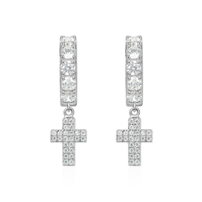 Women's Moissanite Cross Dangly Earring