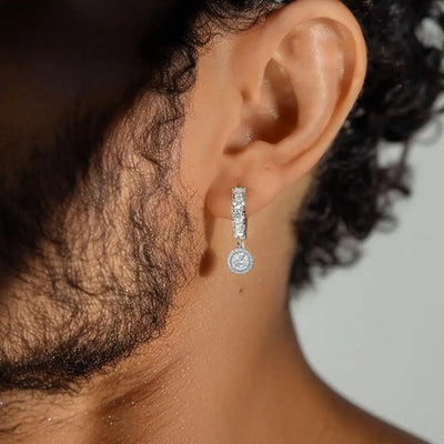 Moissanite S925 Halo Dangly Earring