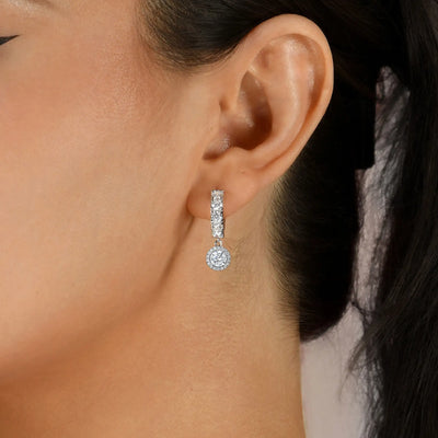 Moissanite S925 Halo Dangly Earring